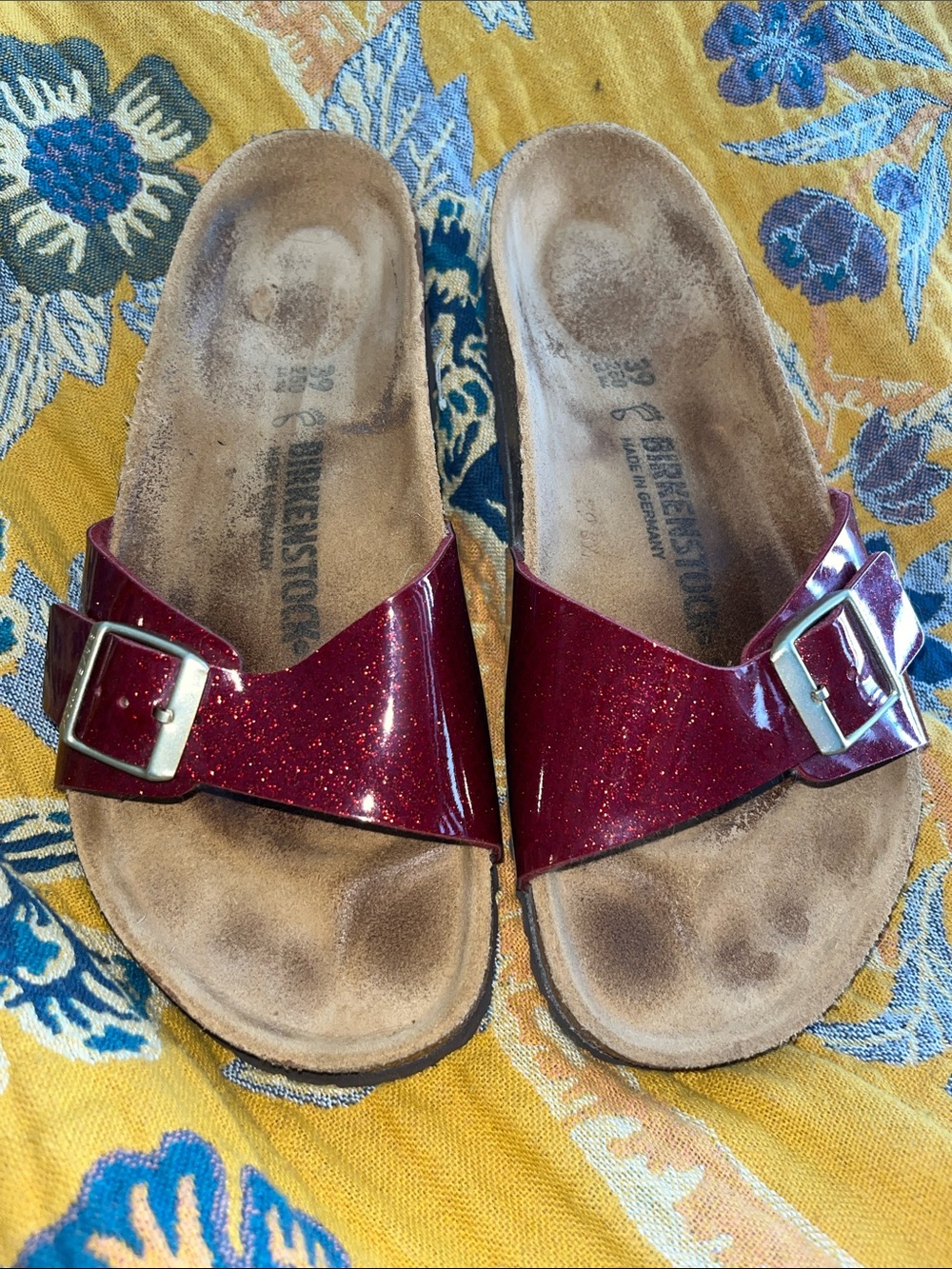Birkenstock Women’s Madrid Sandals Sparkle Wine Red